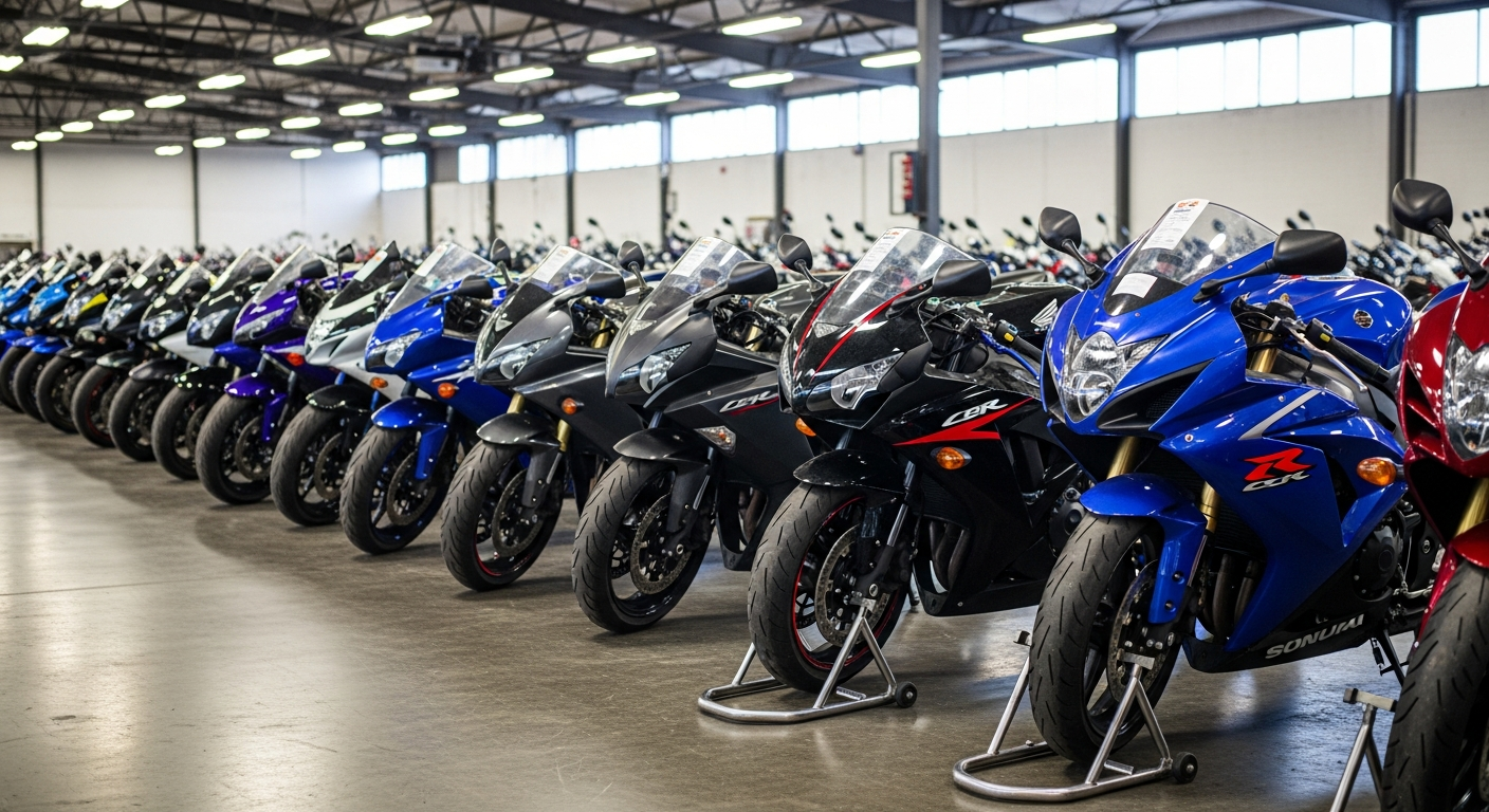 أفضل دراجة نارية 600cc مستعملة في الخليج مصفوفة في صالة مزاد