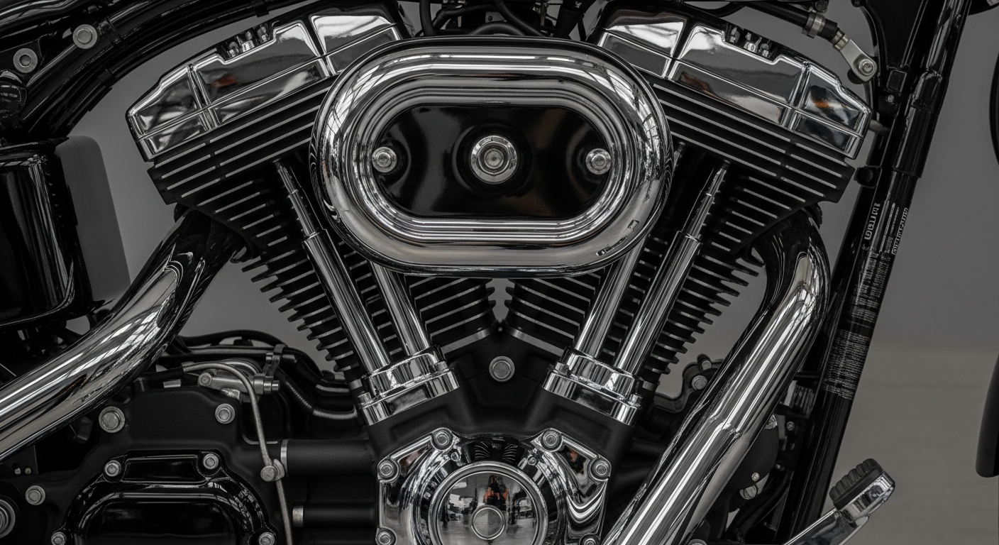 Twin-cylinder engine of a 650cc motorcycle being inspected before import from Japan