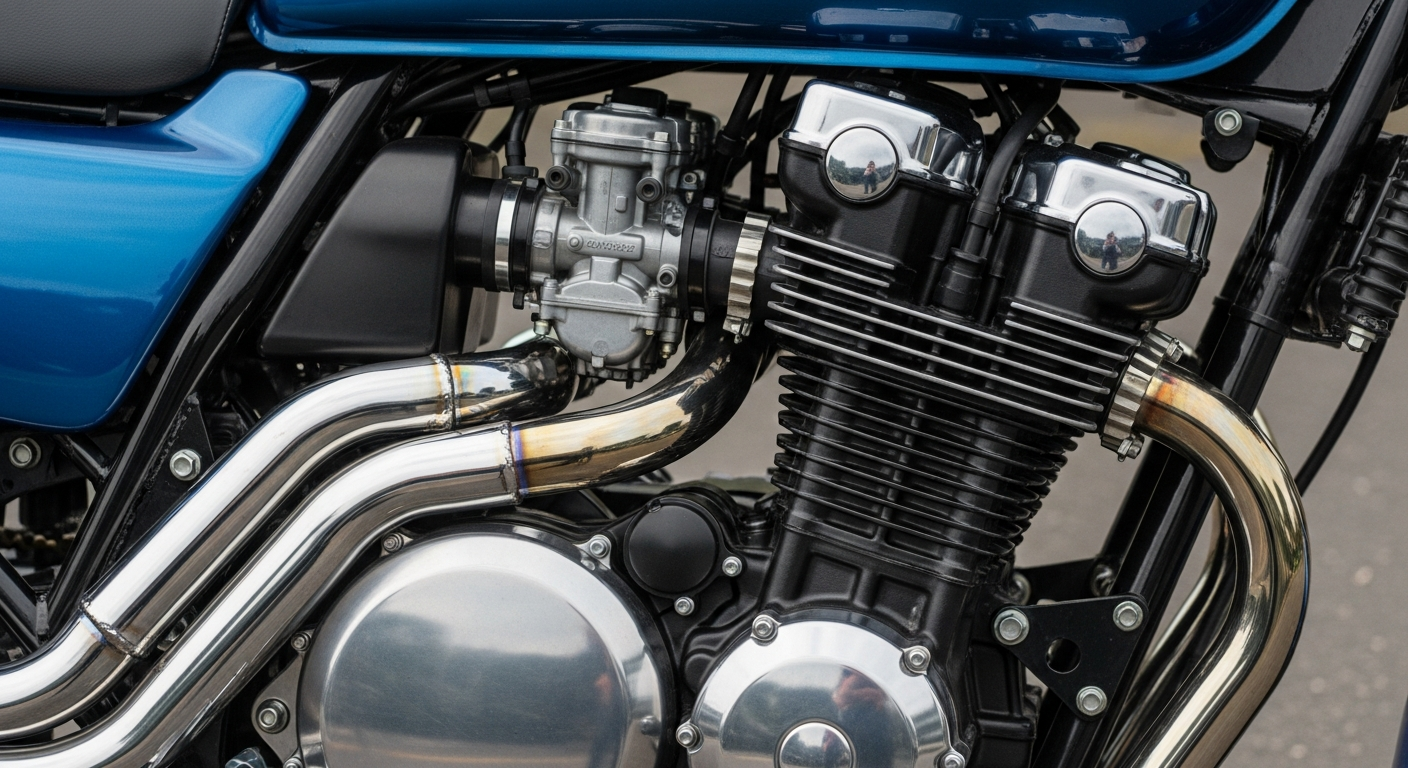 Japanese naked motorcycle inline-four engine on display, best naked bikes to import from Japan