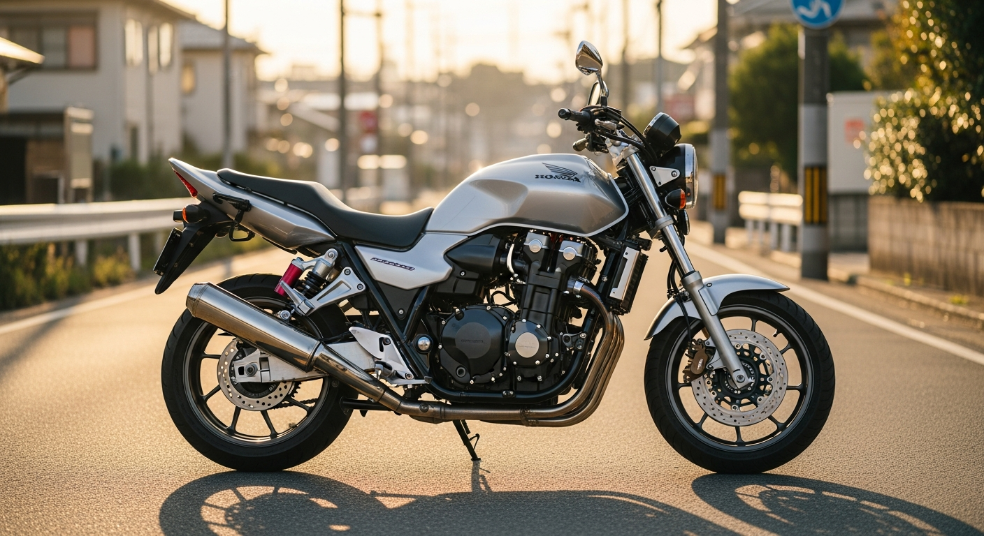 Honda CB1300 Super Four parked on a Japanese street, ready to import from Japan