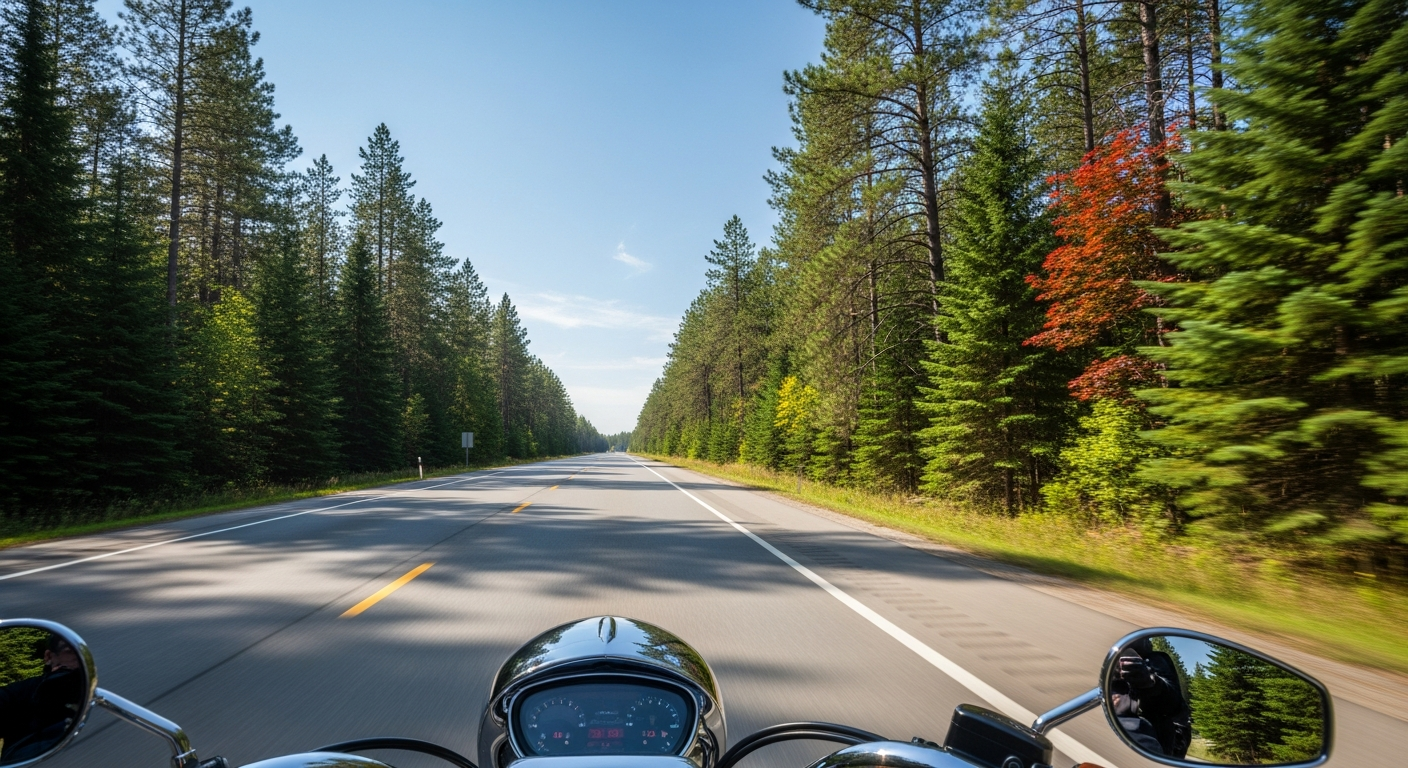 Japanese motorcycle on a Canadian highway showing the freedom of the 15 year import rule in Canada