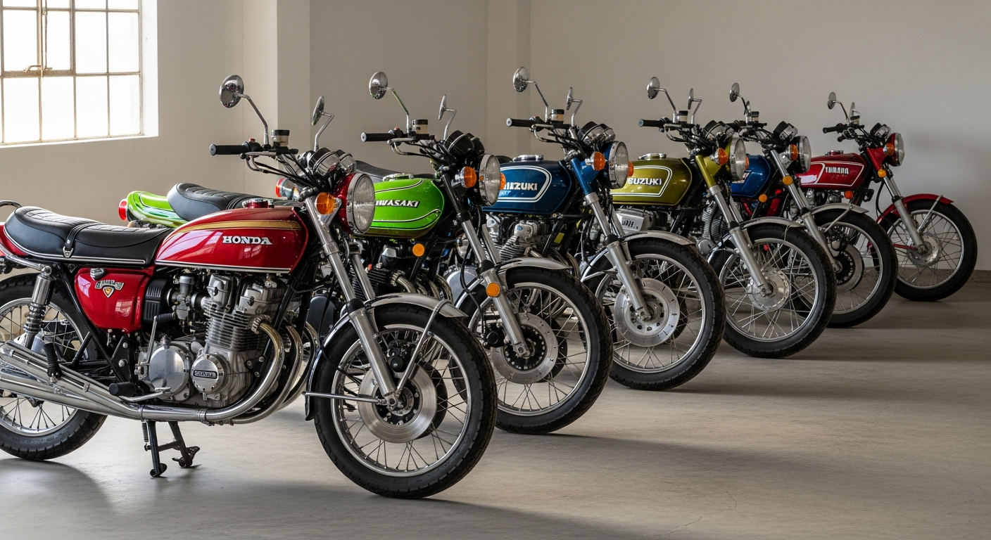 Selection of classic Japanese motorcycles popular to import from Japan to Canada