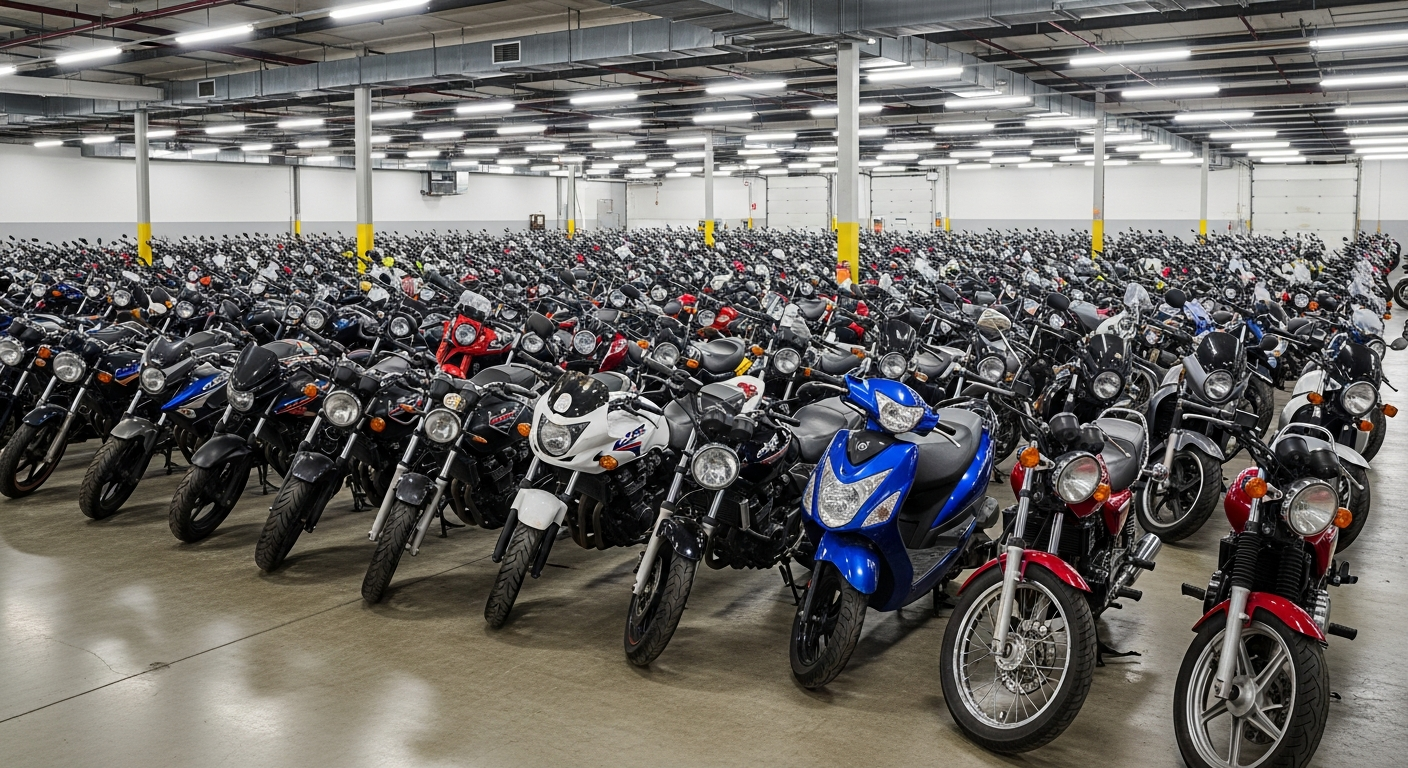 Japanese motorcycle auction hall full of bikes eligible to import from Japan to the USA