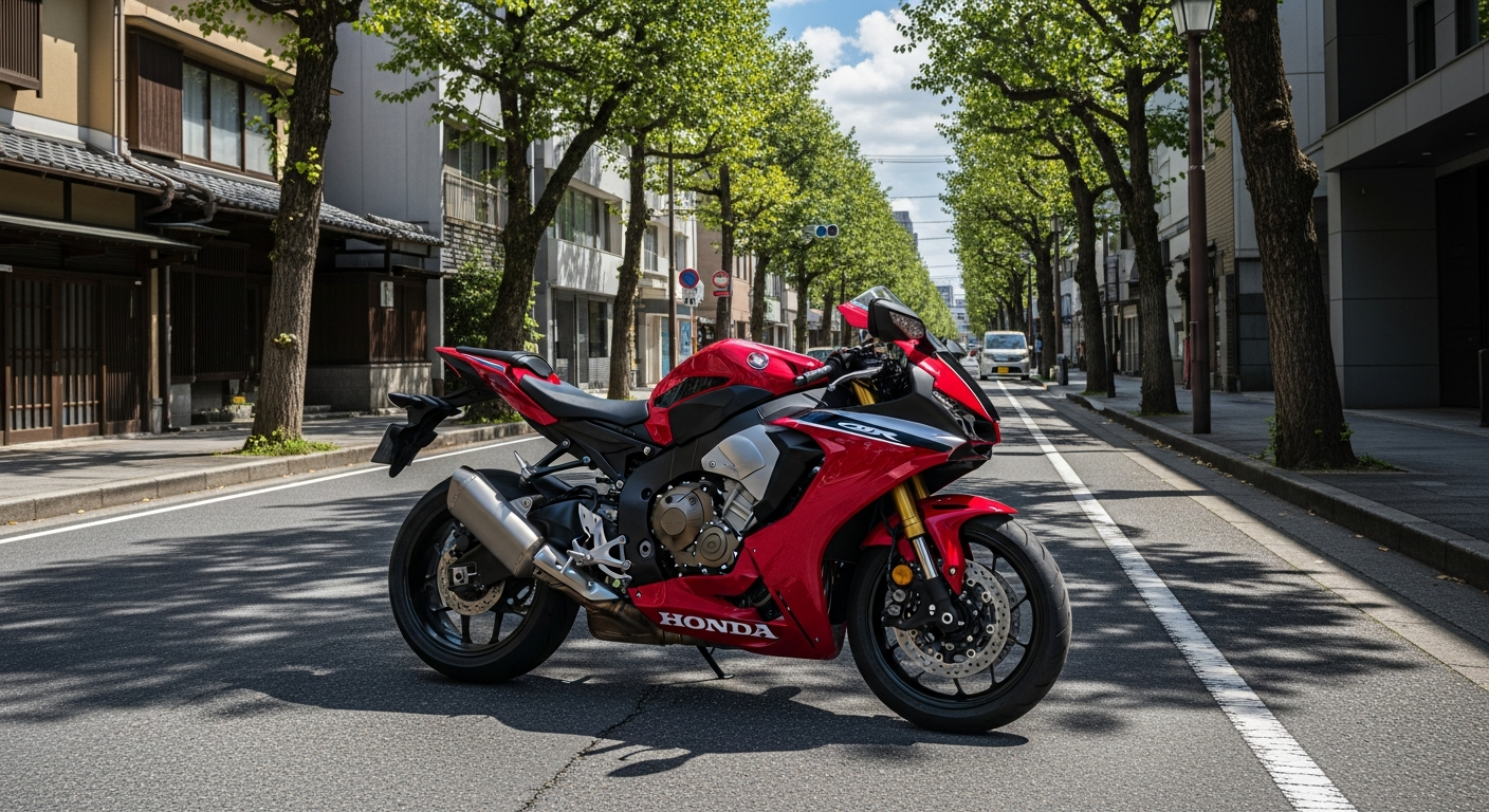 JDM motorcycle imported from Japan to the USA parked on a city street