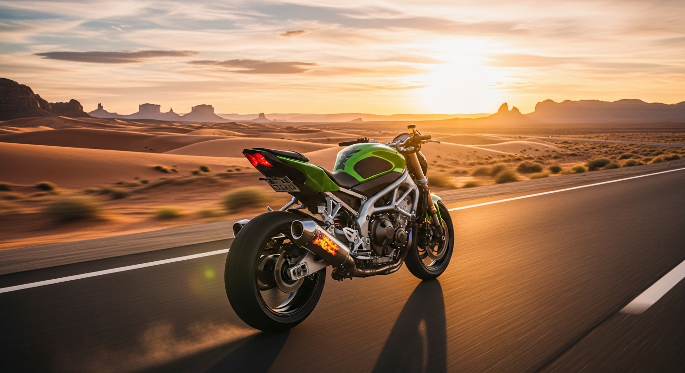 كاواساكي Z900 عارية على طريق سريع في الخليج