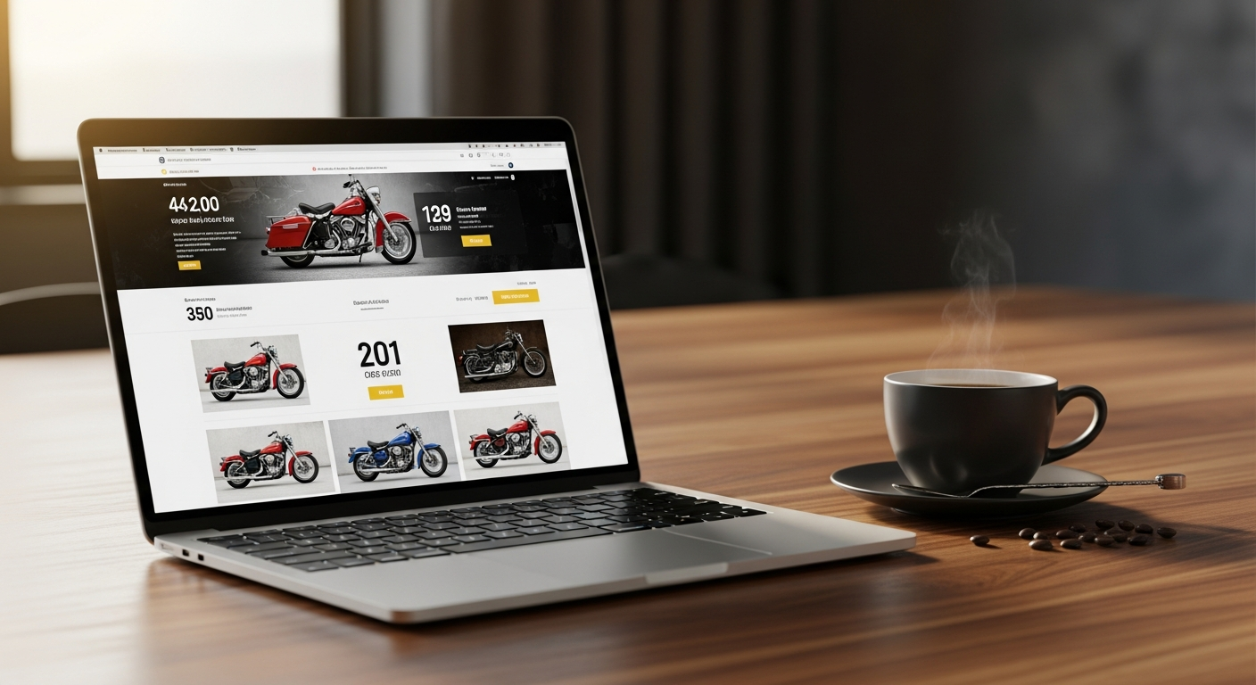 Buyer comparing Yamaha YZF-R1 listings on a laptop showing Japanese auctions